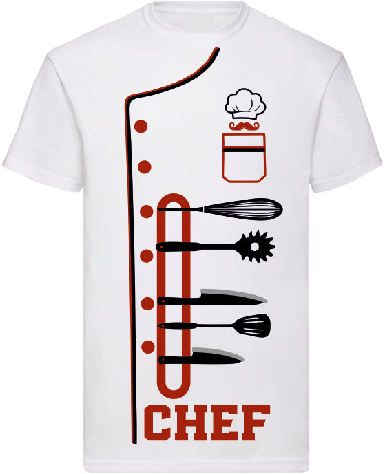 T-shirt stampa chef e coltelli